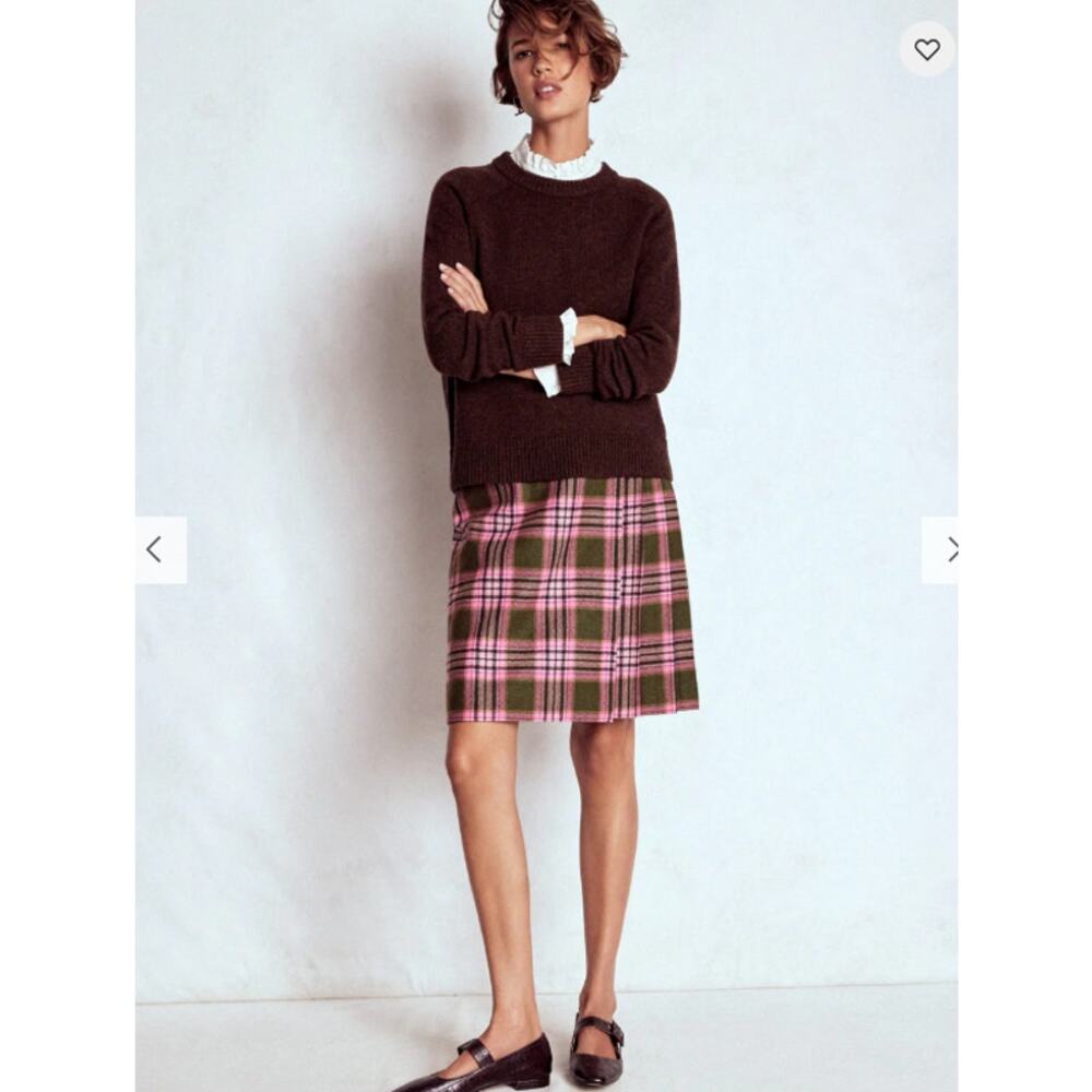 NEW Boden Helen Wool Kilt Skirt Pink Womens Size 12R